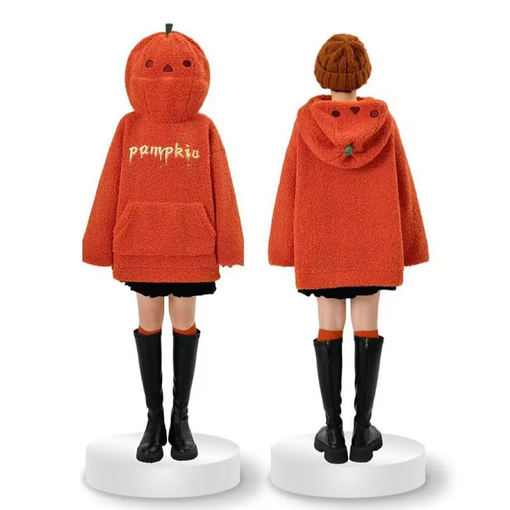 Retro Pumpkin Print Hooded Sweatshirt